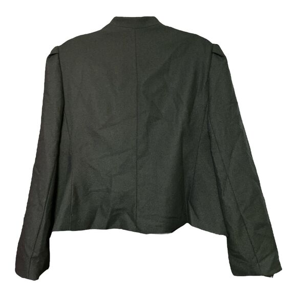 Vintage Villagio Womens Black Worsted Wool Blend Open Front Jacket Size 18 New - Picture 2 of 7